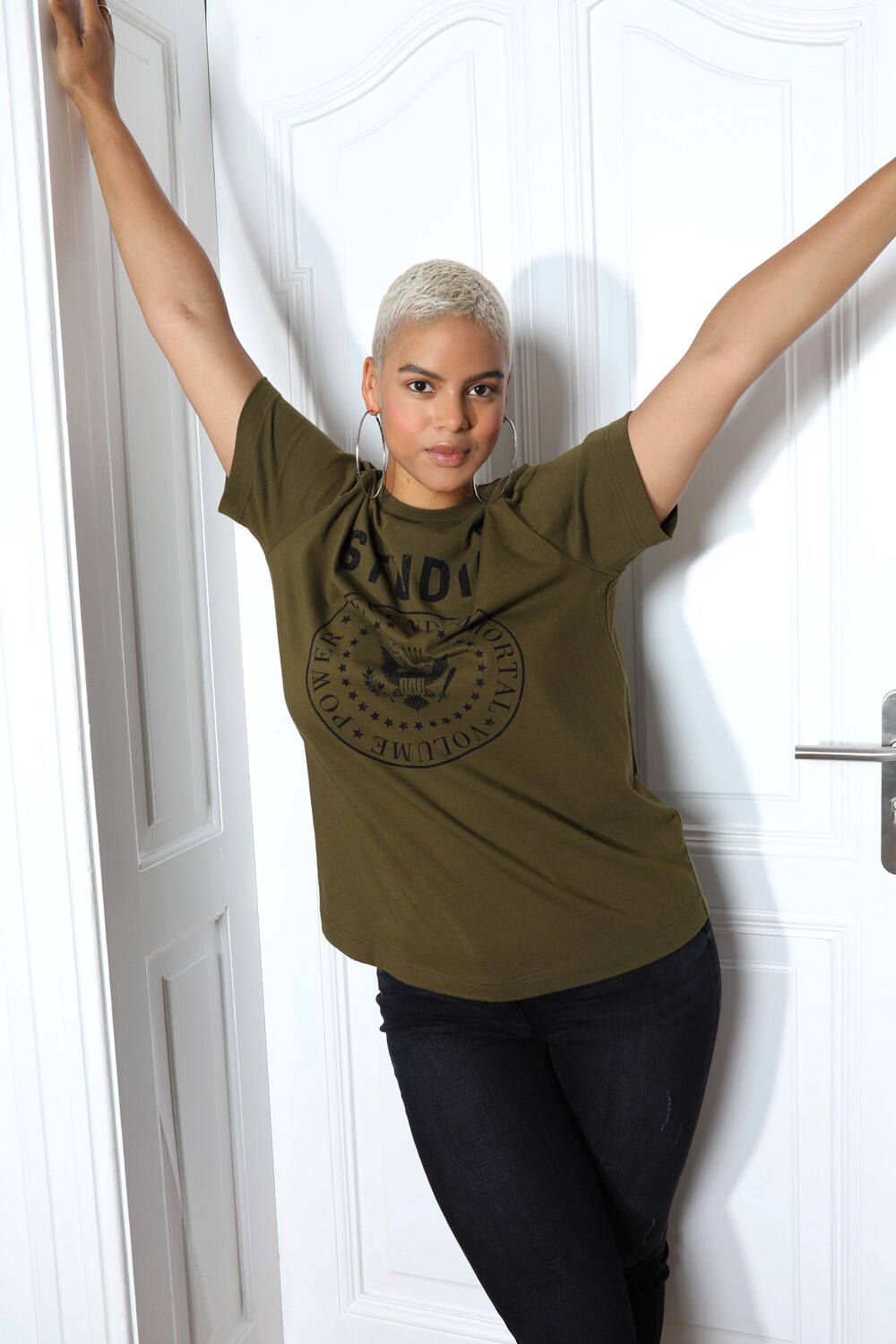 Grote Maten T-shirt, Dames, bruin, Maat: 54/56, Katoen, Studio Untold Grote Maten T-shirt, Dames, bruin, Maat: 54/56, Katoen, Studio Untold