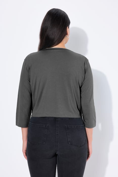 Bolero, kurze Jacke, Jersey, 3/4-Arm, Saumknoten