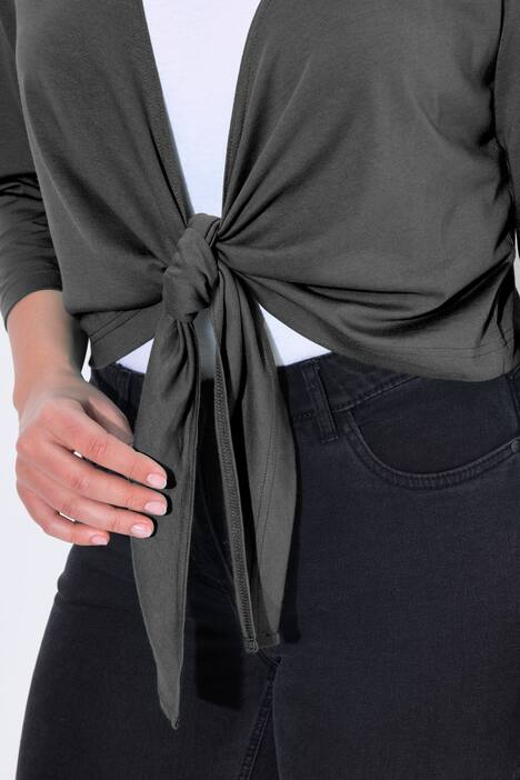 Bolero, kurze Jacke, Jersey, 3/4-Arm, Saumknoten