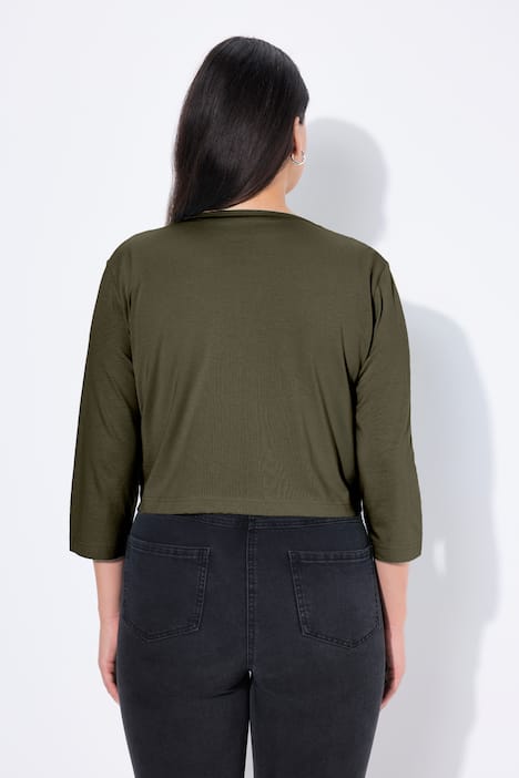Bolero, kurze Jacke, Jersey, 3/4-Arm, Saumknoten