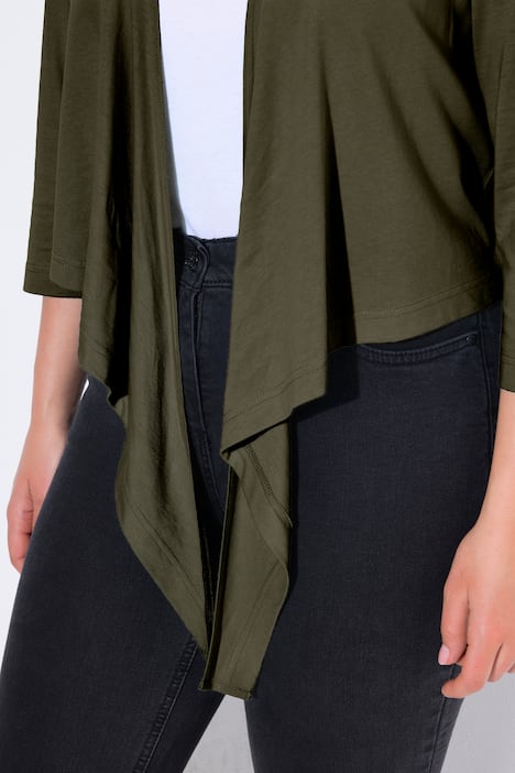 Bolero, kurze Jacke, Jersey, 3/4-Arm, Saumknoten