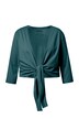 Bolerko, krátká bunda, žerzej, výstřih do V, 3/4 rukávy, uzel na lemu