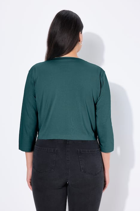 Bolero, kurze Jacke, Jersey, 3/4-Arm, Saumknoten