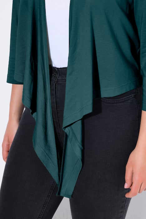 Bolero, kurze Jacke, Jersey, 3/4-Arm, Saumknoten