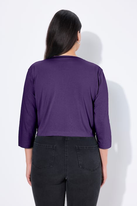Bolero, kurze Jacke, Jersey, 3/4-Arm, Saumknoten