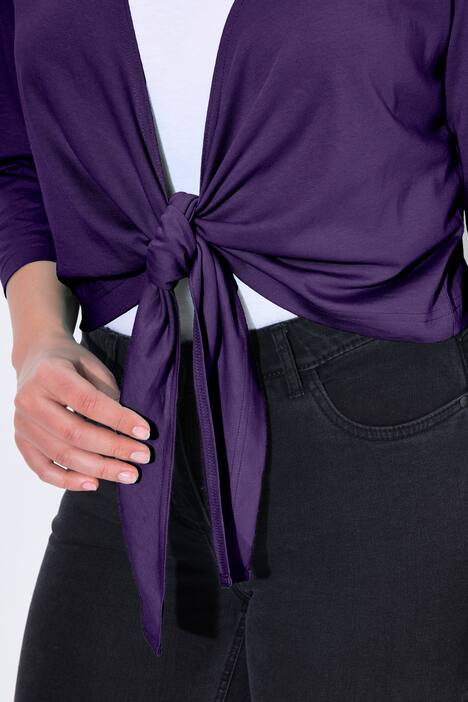 Bolero, kurze Jacke, Jersey, 3/4-Arm, Saumknoten