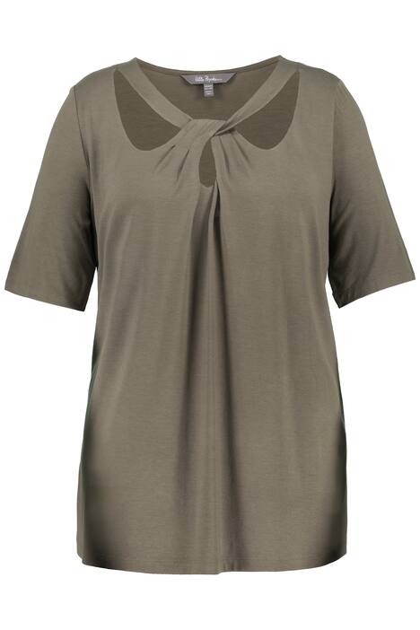 Tričko, řasení, Classic střih, kulatý výstřih, krátké rukávy