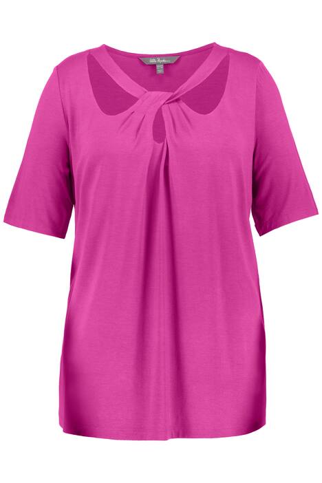 Tričko, řasení, Classic střih, kulatý výstřih, krátké rukávy