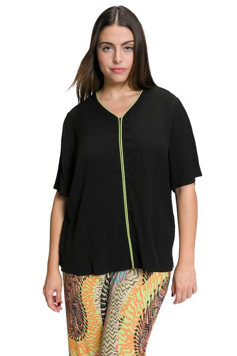 Halenkové tričko, výstřih do V, krátké rukávy, Classic střih