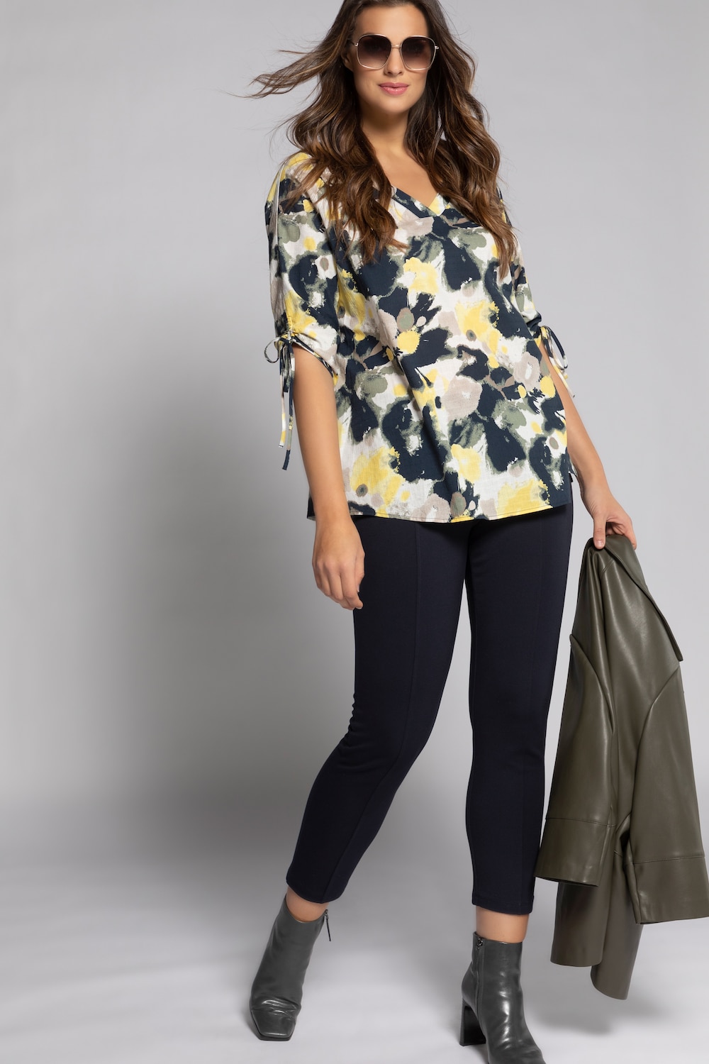 Grote Maten blouse, Dames, groen, Maat: 46/48, Katoen, Ulla Popken Grote Maten blouse, Dames, groen, Maat: 46/48, Katoen, Ulla Popken