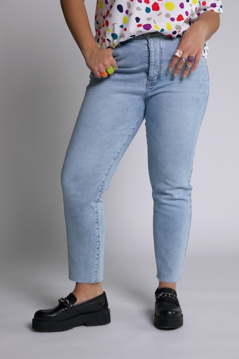 Mom Jeans, 5-Pocket, geschnittener Saum, gerade | Hose | Hosen