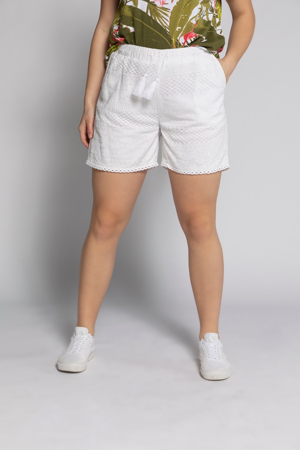 Grote Maten shorts, Dames, wit, Maat: 54, Polyester, Studio Untold