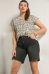 jeans shorts, high waist, 5-pocket, wijde pijpen