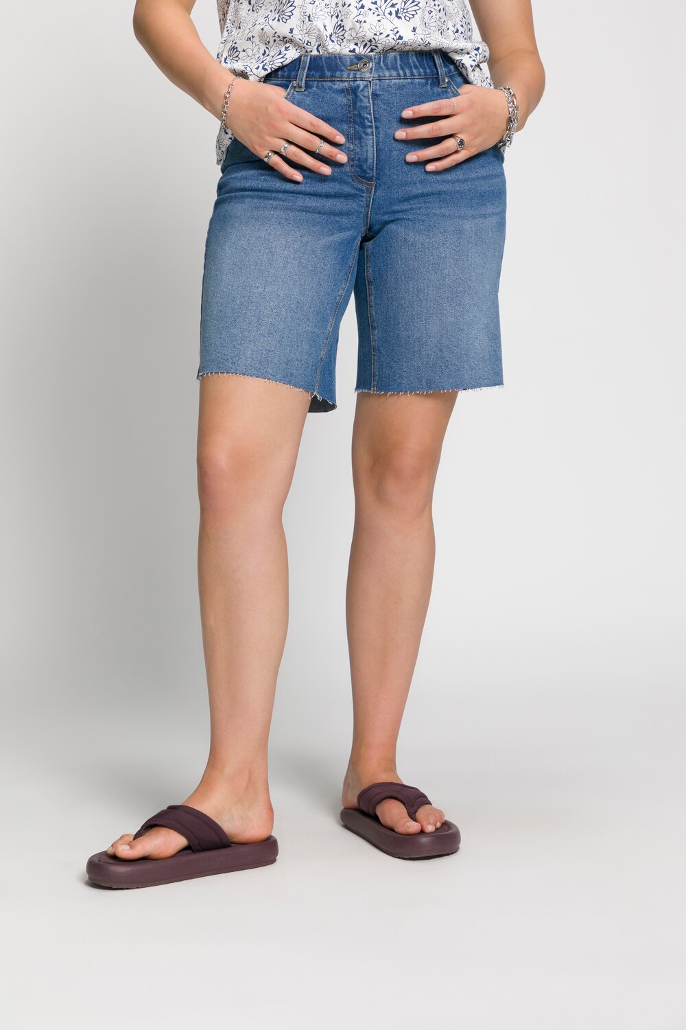 Grote Maten jeans shorts, Dames, blauw, Maat: 54, Katoen, Studio Untold