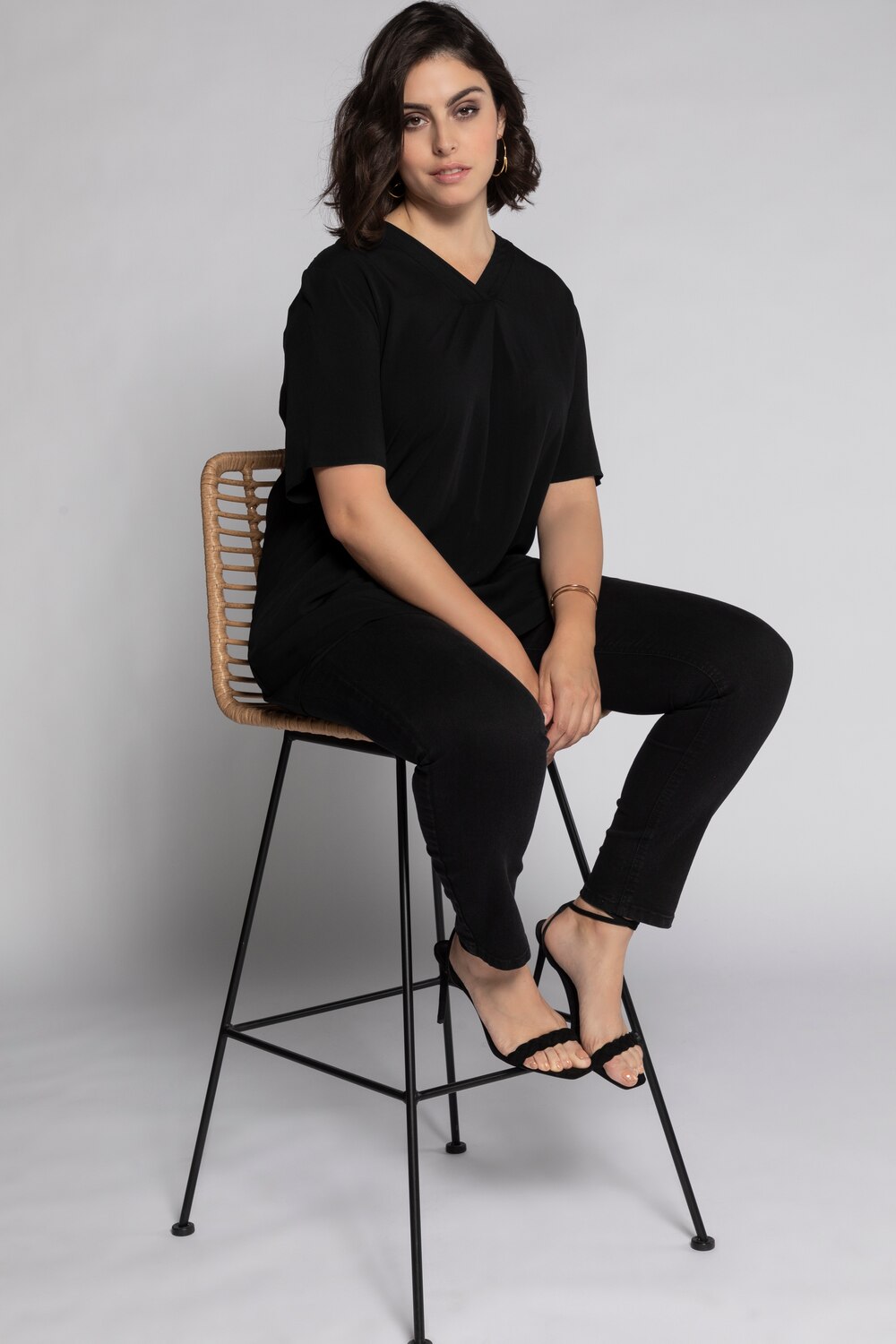 Grote Maten tuniek, Dames, zwart, Maat: 50/52, Viscose, Ulla Popken Grote Maten tuniek, Dames, zwart, Maat: 50/52, Viscose, Ulla Popken
