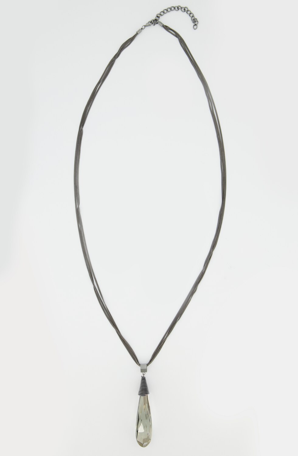 Grote Maten lange ketting, Dames, grijs, Maat: One Size, Metallic vezels/Glas, Ulla Popken