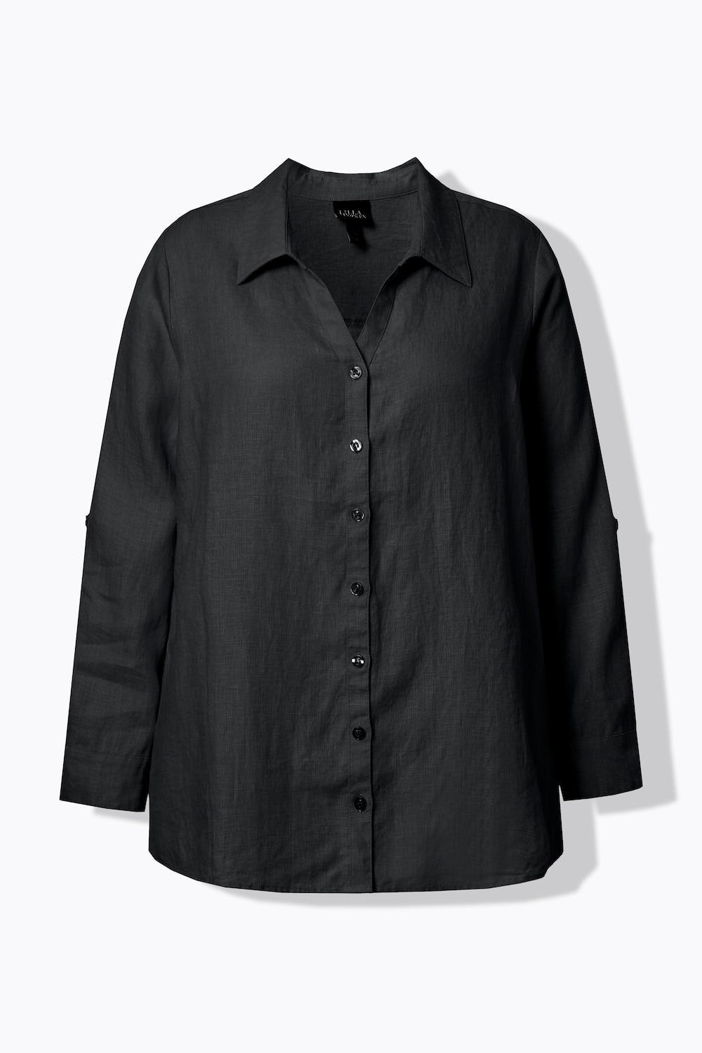 Stora storlekar Blus i linne, Dam, svart, storlek: 50/52, Linne, Ulla Popken