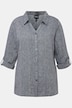 Bluse, Leinen, offener Kragen, Langarm
