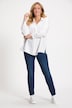 Bluse, Leinen, offener Kragen, Langarm