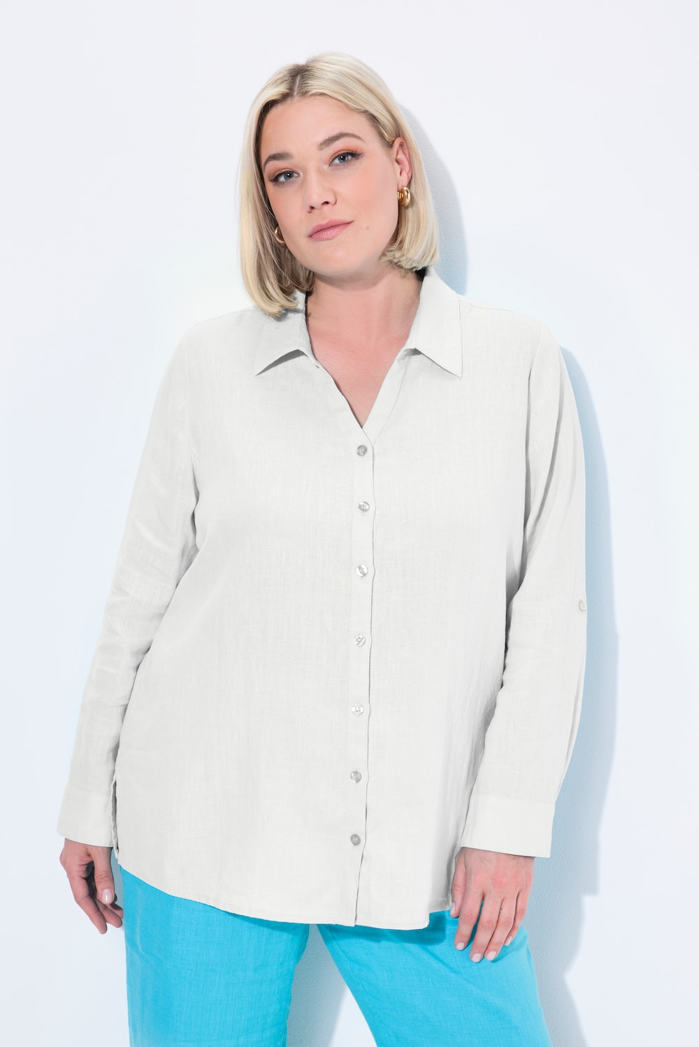 Große Größen Bluse, Damen, beige, Größe: 62/64, Leinen, Ulla Popken