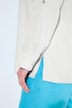 Bluse, Leinen, offener Kragen, Langarm