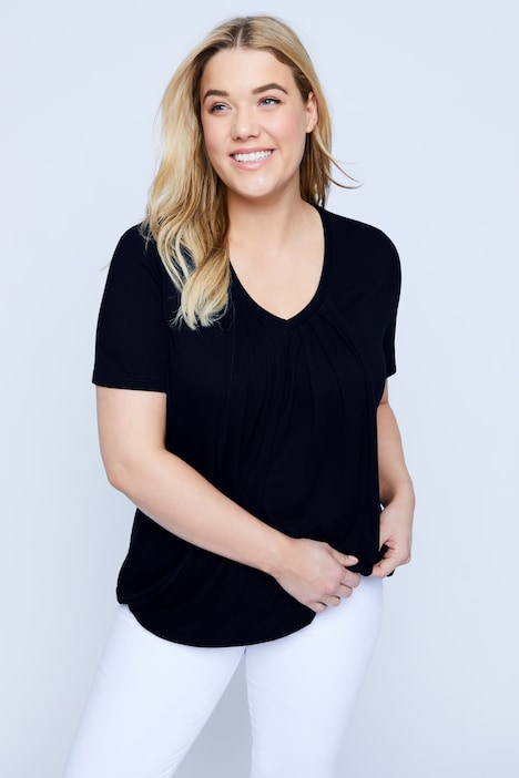 Bellieva, T-shirt, fonction d'allaitement, encolure arrondie froncée, manches courtes