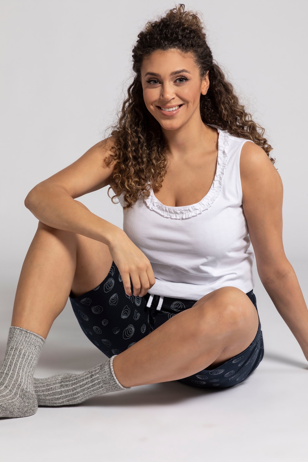 Grote Maten pyjama shorts, Dames, blauw, Maat: 46/48, Katoen, Ulla Popken Grote Maten pyjama shorts, Dames, blauw, Maat: 46/48, Katoen, Ulla Popken