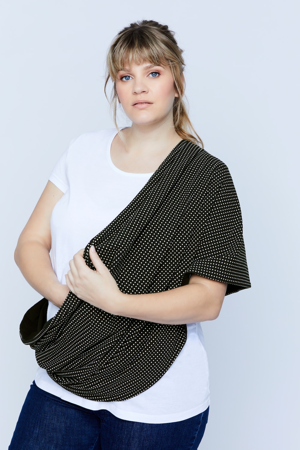 Grandes tailles foulard d'allaitement, femmes, noir, taille: One Size, Coton, Ulla Popken