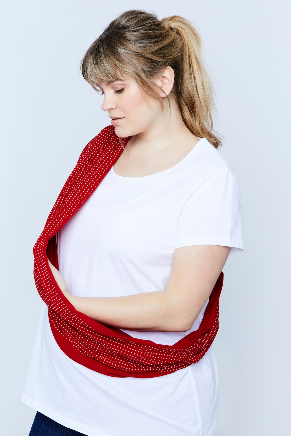 Grandes tailles foulard d'allaitement, femmes, rouge, taille: One Size, Coton, Ulla Popken