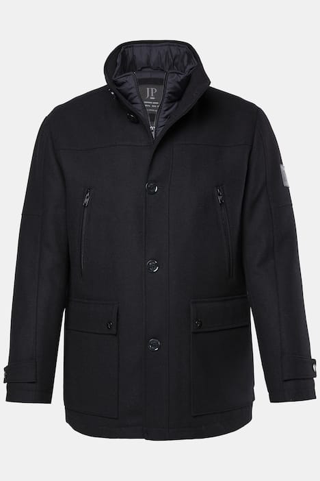 Veste en laine# mélangée déperlante avec empiècement à chevrons et col montant
