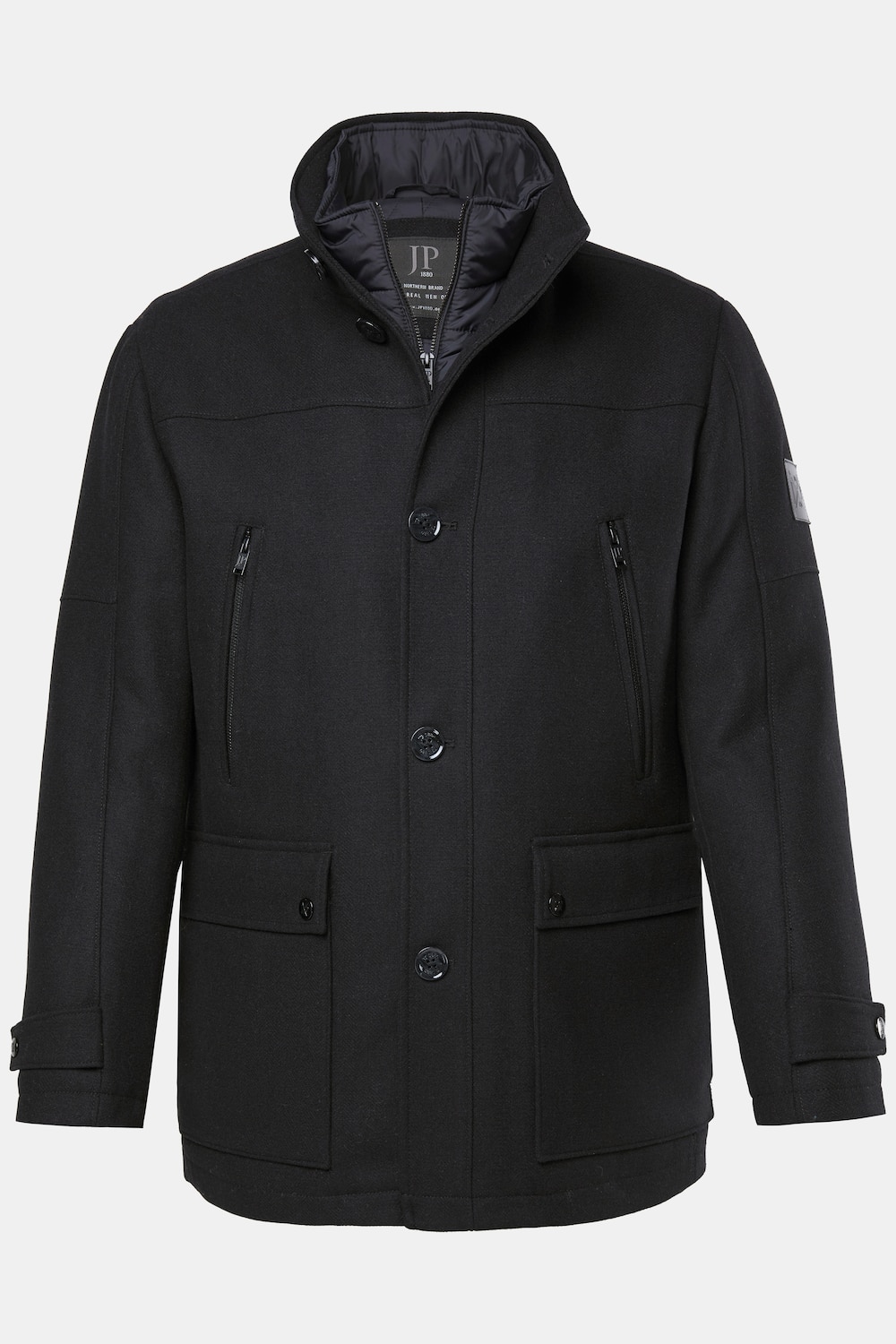 JP1880 Wollmix Jacke, wasserabweisend, Fischgrat-Einsatz, Stehkragen, bis 7 XL