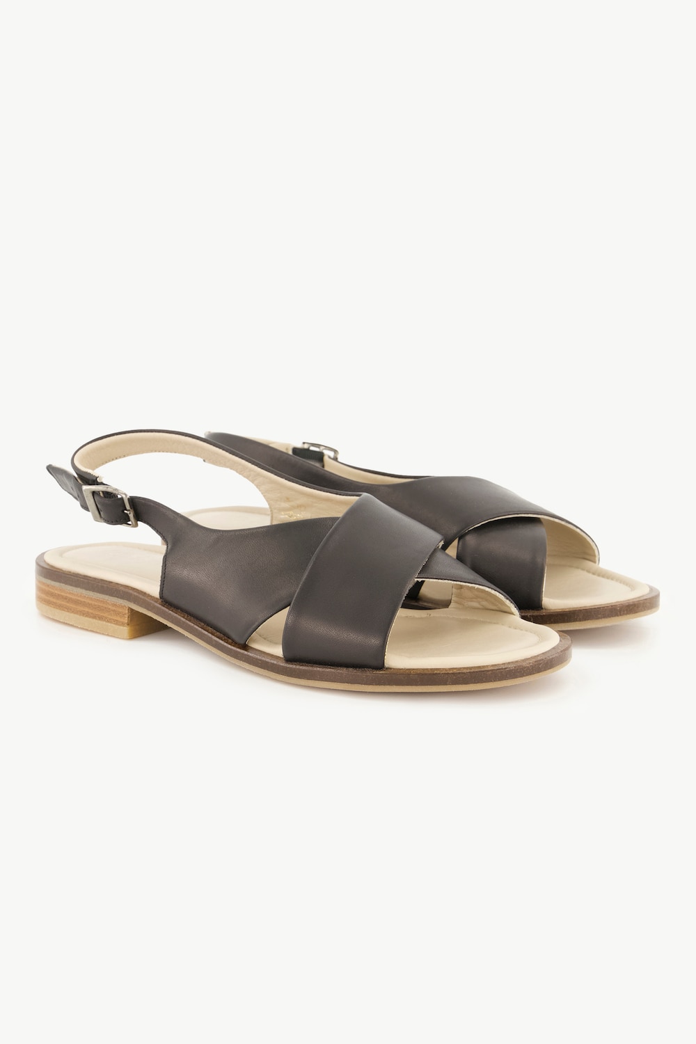 Grote Maten sandalen, Dames, zwart, Maat: 40, Leer, Ulla Popken