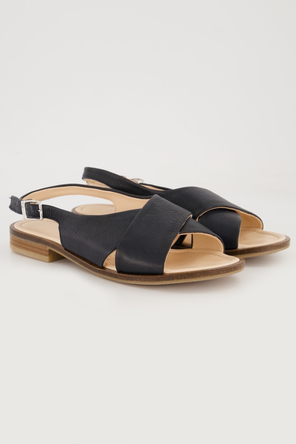 Grote Maten Leren sandalen, Dames, blauw, Maat: 38, Leer, Ulla Popken