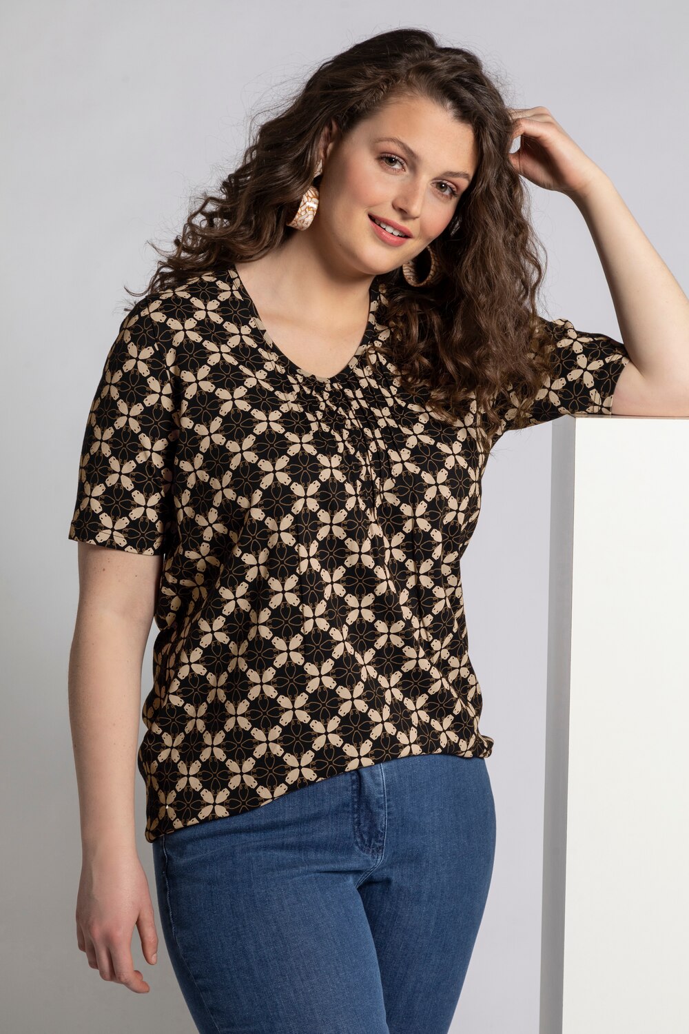Grote Maten shirt, Dames, zwart, Maat: 46/48, Katoen, Ulla Popken Grote Maten shirt, Dames, zwart, Maat: 46/48, Katoen, Ulla Popken