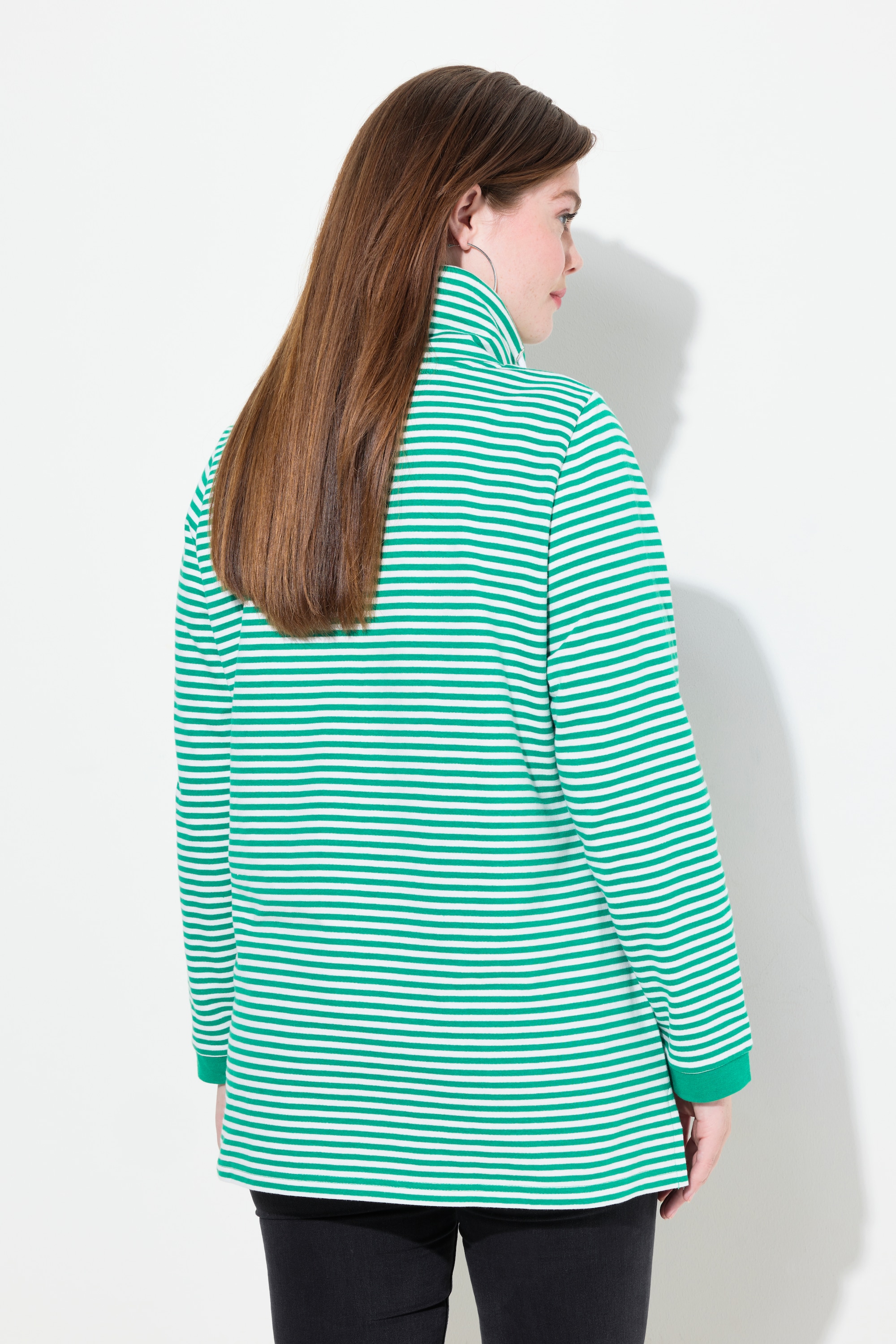 Ulla Popken Damen große Größen Sweatshirt Ringel Classic Stehkragen