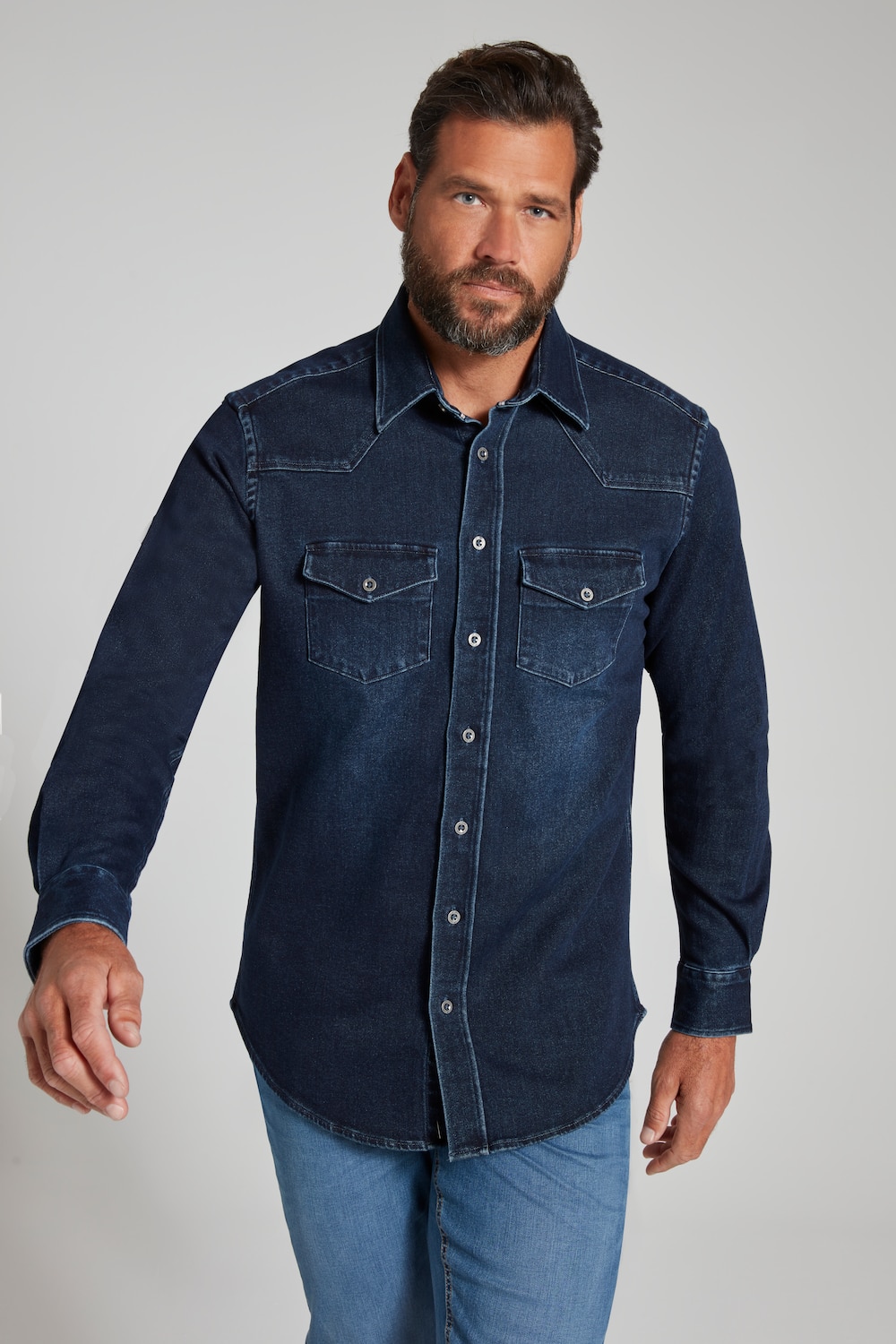 Grote Maten jeans overhemd FLEXNAMIC®, Heren, paars, Maat: XXL, Katoen, JP1880