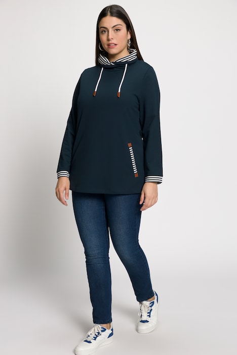 Ulla Popken ladies tunic sweatshirt top plus size 16/18 28/30 36/38 ivory border 