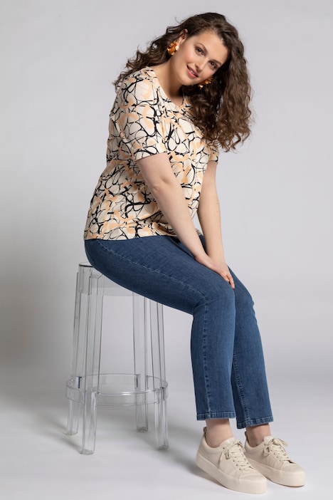 T-Shirt, Grafikmuster, Rundhals, Halbarm, Biobaumwolle