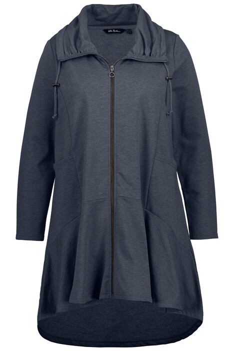 Dlouhá mikina, stojáček, A střih, volánový lem