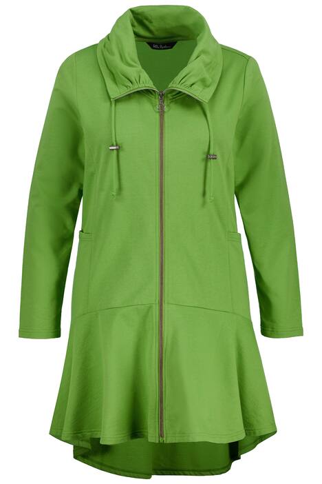 Dlouhá mikina, stojáček, A střih, volánový lem