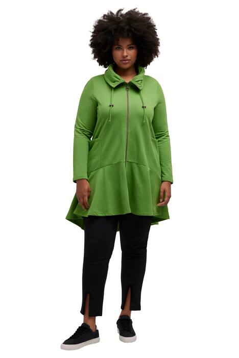 Dlouhá mikina, stojáček, A střih, volánový lem