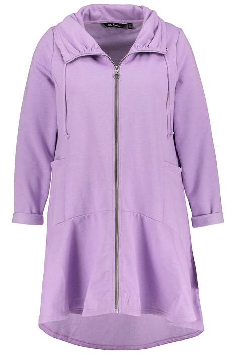 Dlouhá mikina, stojáček, A střih, volánový lem