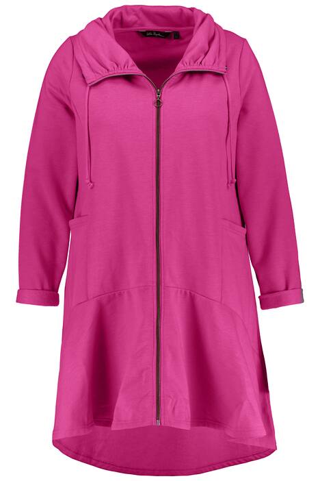 Dlouhá mikina, stojáček, A střih, volánový lem