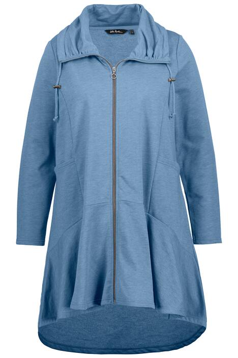 Dlouhá mikina, stojáček, A střih, volánový lem