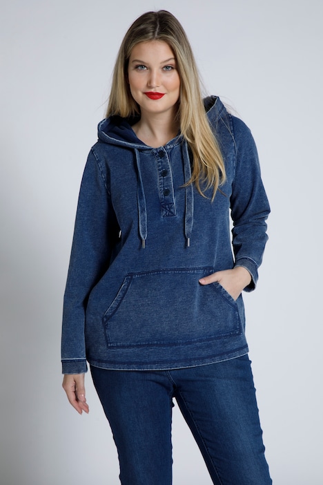 sticker verband diameter hoodie, indigo dyed, knopen, capuchon, lange mouwen | alle Sweatshirts |  Sweatshirts