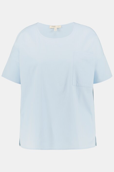 Bluse, Oversized, Rundhals, Halbarm, Biobaumwolle