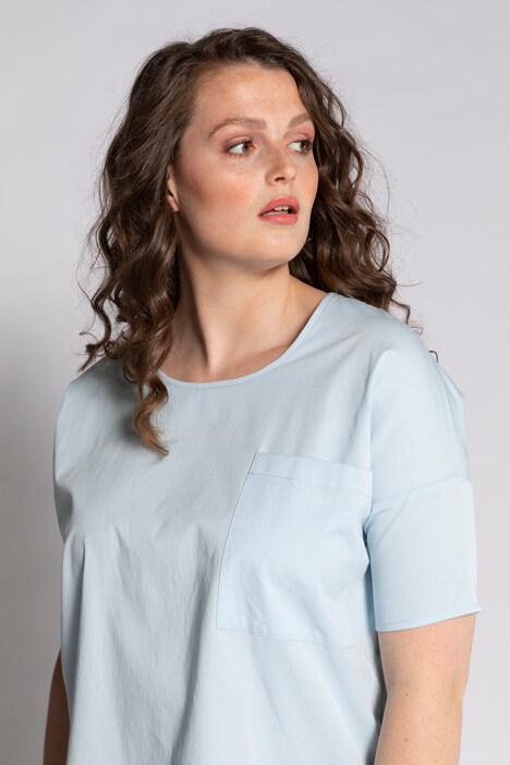 Bluse, Oversized, Rundhals, Halbarm, Biobaumwolle