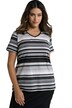 Pruhované tričko, výstřih do V, Classic, krátké rukávy