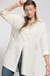 Hemd, oversized, Hemdkragen, Langarm, Leinen Mix