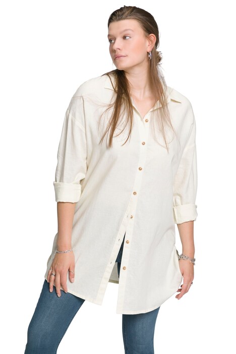 Košile, oversize, límeček, dlouhé rukávy, lněná směs